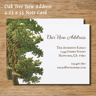 Editable Vintage Oak Tree New Address 4.25x5.5 Card