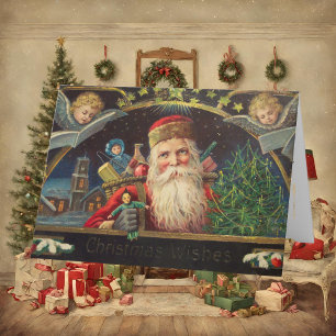 Editable Vintage Old Classic Santa Holiday Card