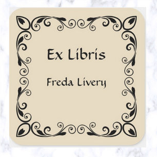 Editable Vintage Oval and Scroll  Square Sticker