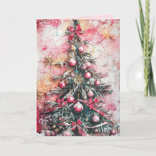 EDITABLE Vintage Pink Christmas Card