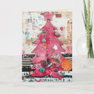 EDITABLE Vintage Pink Christmas Card