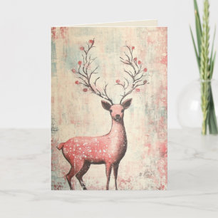 EDITABLE Vintage Pink Christmas Card