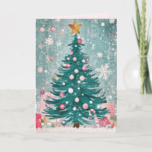 EDITABLE Vintage Pink Christmas Card