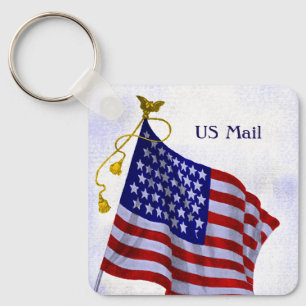Editable Vintage US Flag Mail Keychain