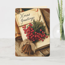 EDITABLE Vintage Xmas Christmas Card