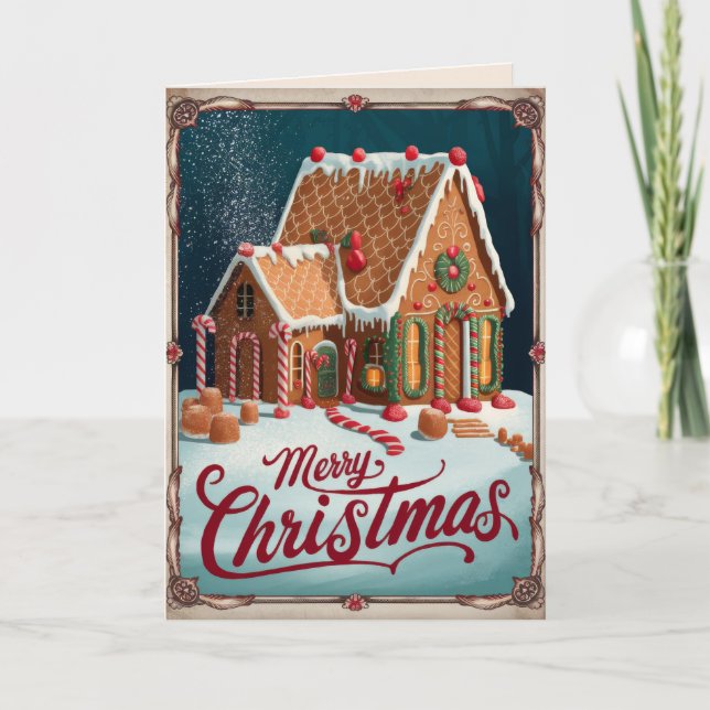 EDITABLE Vintage Xmas Four-Page Christmas Card (Front)