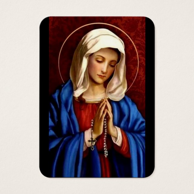 Editable Virgin Mary Catholic Funeral Photo Card (Front)