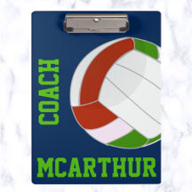 Editable Volleyball Coach Clipboard