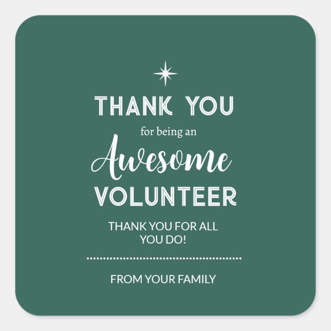 Editable Volunteer Appreciation Sticker | green (Front)