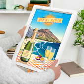 Editable Waikiki Beach Champagne In Hawaii   Poster