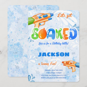 Editable Water Gun Invitations 