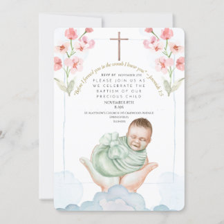 Editable Watercolor Baptism Invitation