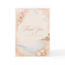Editable Watercolor Beach Wedding Thank You Card