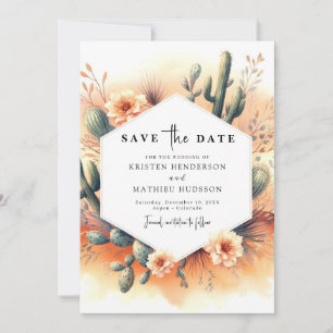 Editable Watercolor Cactus Wedding Save The Date