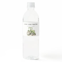 Editable Watercolored Green Tractor Birthday