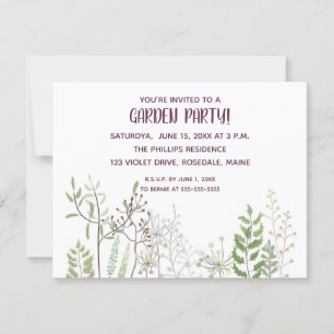 Editable Watercolour Garden Party Invitation Card