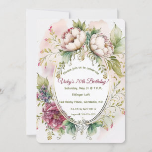 Editable Watercolour Peonies Invitation