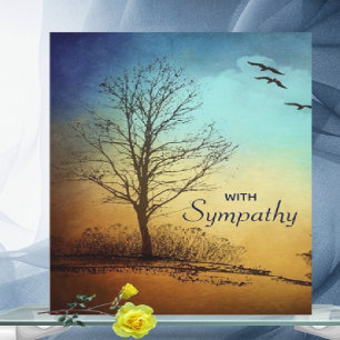 Editable Watercolour Tree and Birds Sympathy Card