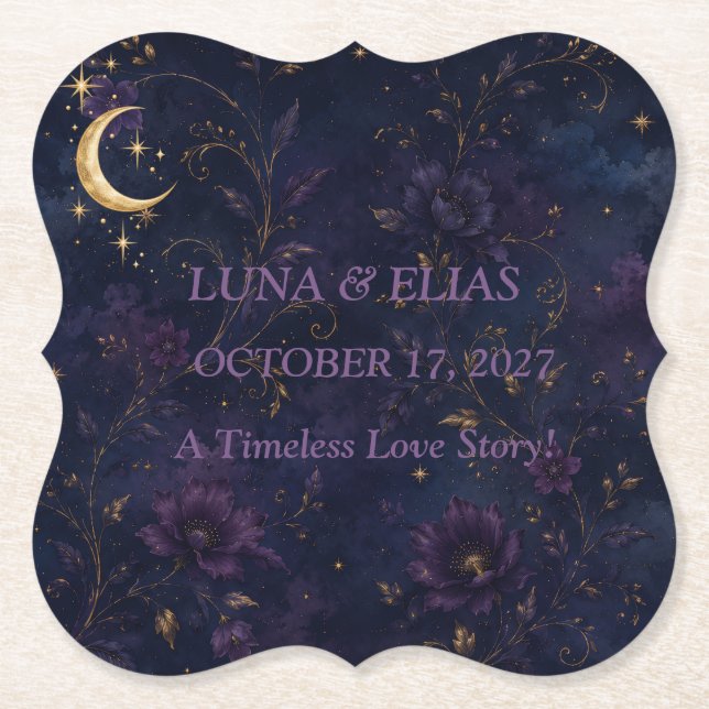 Editable Wedding Paper Coasters (Front)