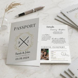 Editable Wedding Passport Invitation Destination
