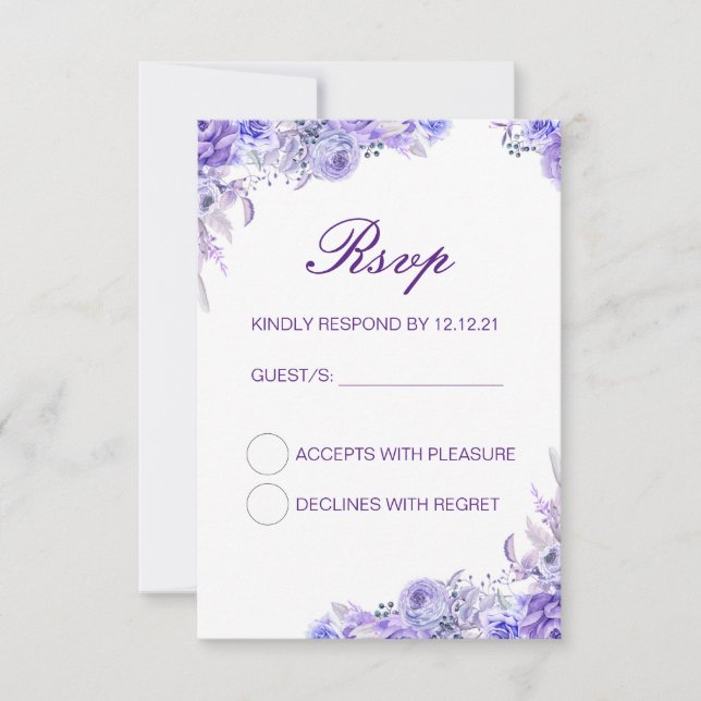 Editable Wedding RSVP Card, Custom RSVP Card (Front)