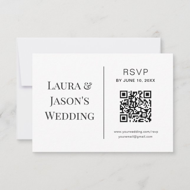 Editable Wedding RSVP Card with QR Code  (Front)