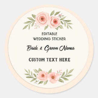 Editable Wedding Sticker – Custom Round Label for 
