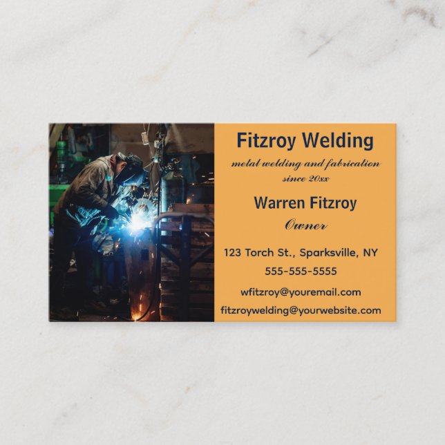 Editable Welding and Metal Fabrication Business Card (Front)