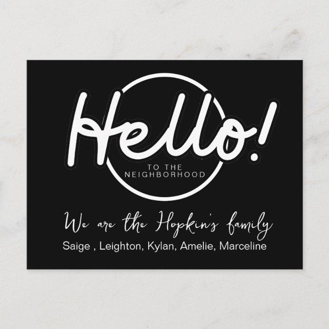 Editable "We're New to the Neighbourhood" Card  (Front)