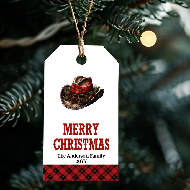 Editable Western Christmas tag with cowboy hat (Editable Western Christmas tag with cowboy hat)