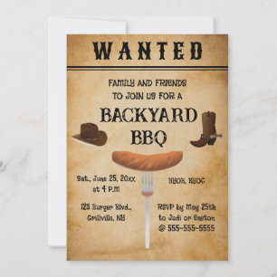 Editable Western Style Backyard BBQ Invitation