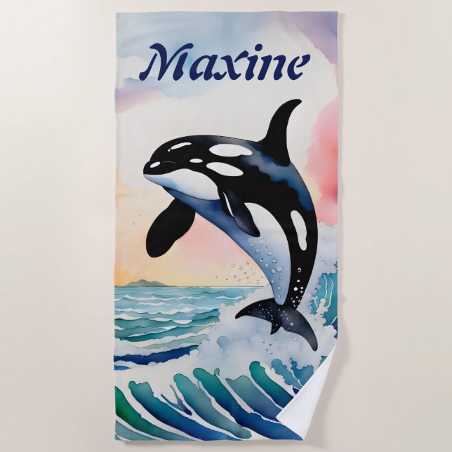 Editable Whale Beach Towel (Front)