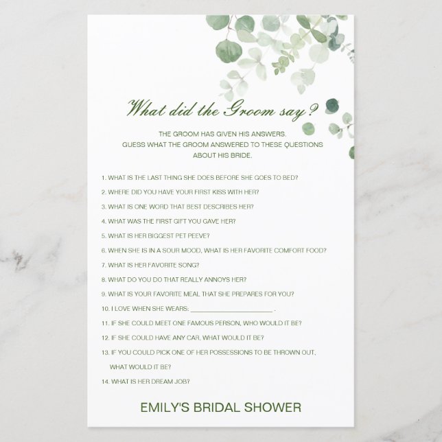Editable What Did the Groom Say (Front)