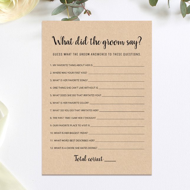 Editable What Did the Groom Say Bridal Shower Card (Creator Uploaded)