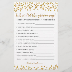 Editable What Did the Groom Say Bridal Shower Game