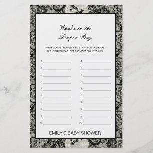 Editable What's in the Diaper Bag Baby Shower Game