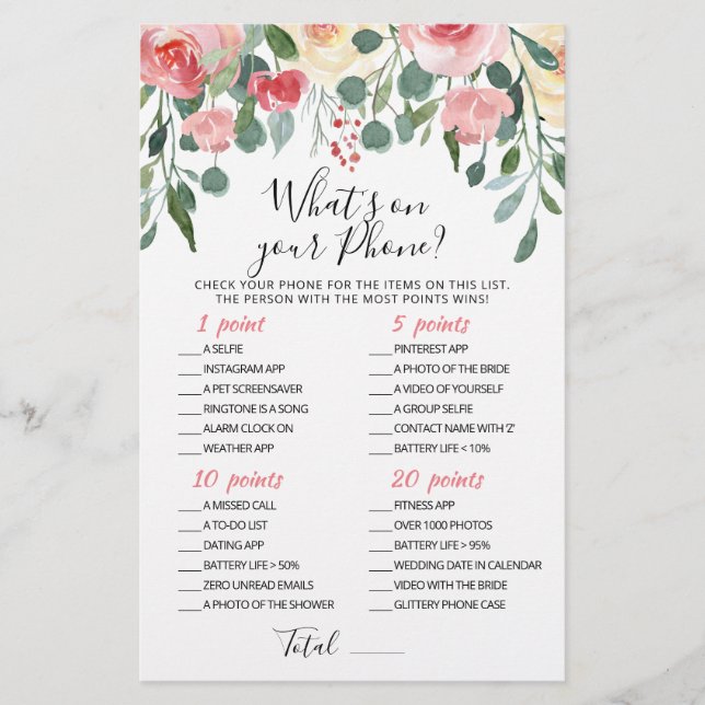 Editable What's on your phone Baby Shower Game (Front)