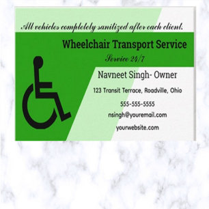 Editable Wheelchair Transport Business Card