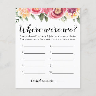Editable Where Were We Bridal Shower game
