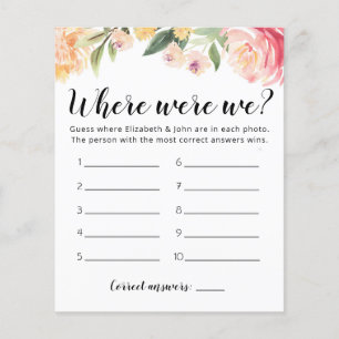 Editable Where Were We Bridal Shower game