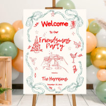 Editable Whimsical Hand Drawn Friendsmas Party Wel