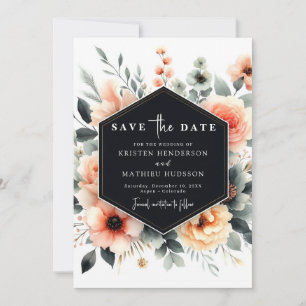 Editable Whimsical Peach Wedding Save The Date