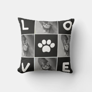 editable white  black cat cute lover simple minim cushion