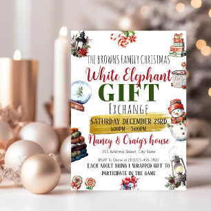 EDITABLE White Elephant Gift Exchange Invitation