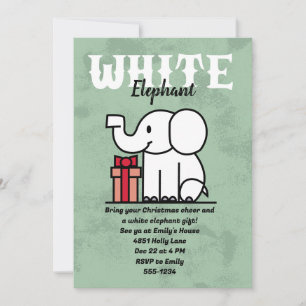 Editable White Elephant Party Custom Invitation