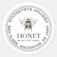 Editable White Honey Jar Bee Label