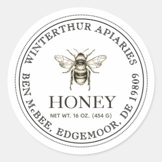 Editable White Honey Jar Bee Label