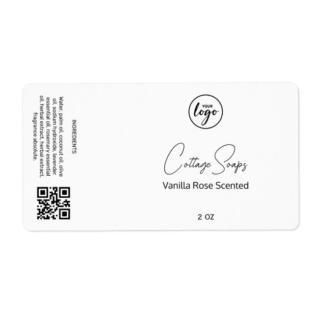 Editable White Soap Packaging Labels (Front)