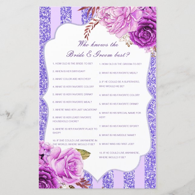 Editable Who Knows Bride and Groom Best Card (Front)