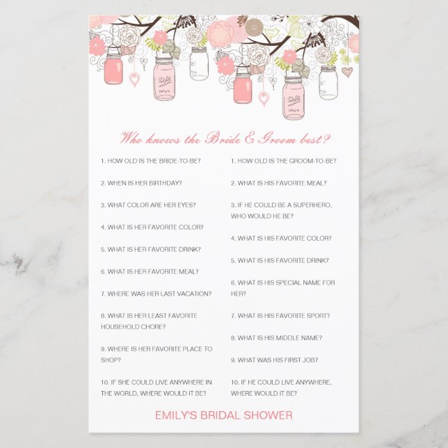 Editable Who Knows Bride and Groom Best Card (Front)